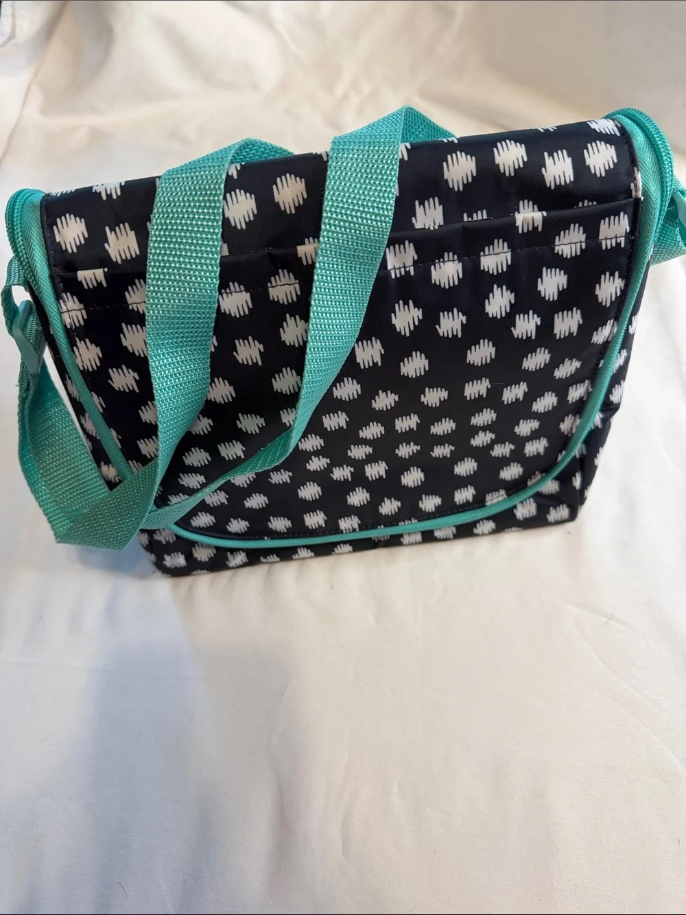 thirty-one Black & Teal Patterned Crossbody Tote